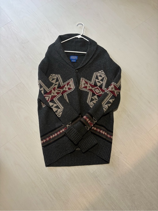 Pendleton Other - Pendleton Charcoal Shawl Collar Cardigan with Geometric Accents